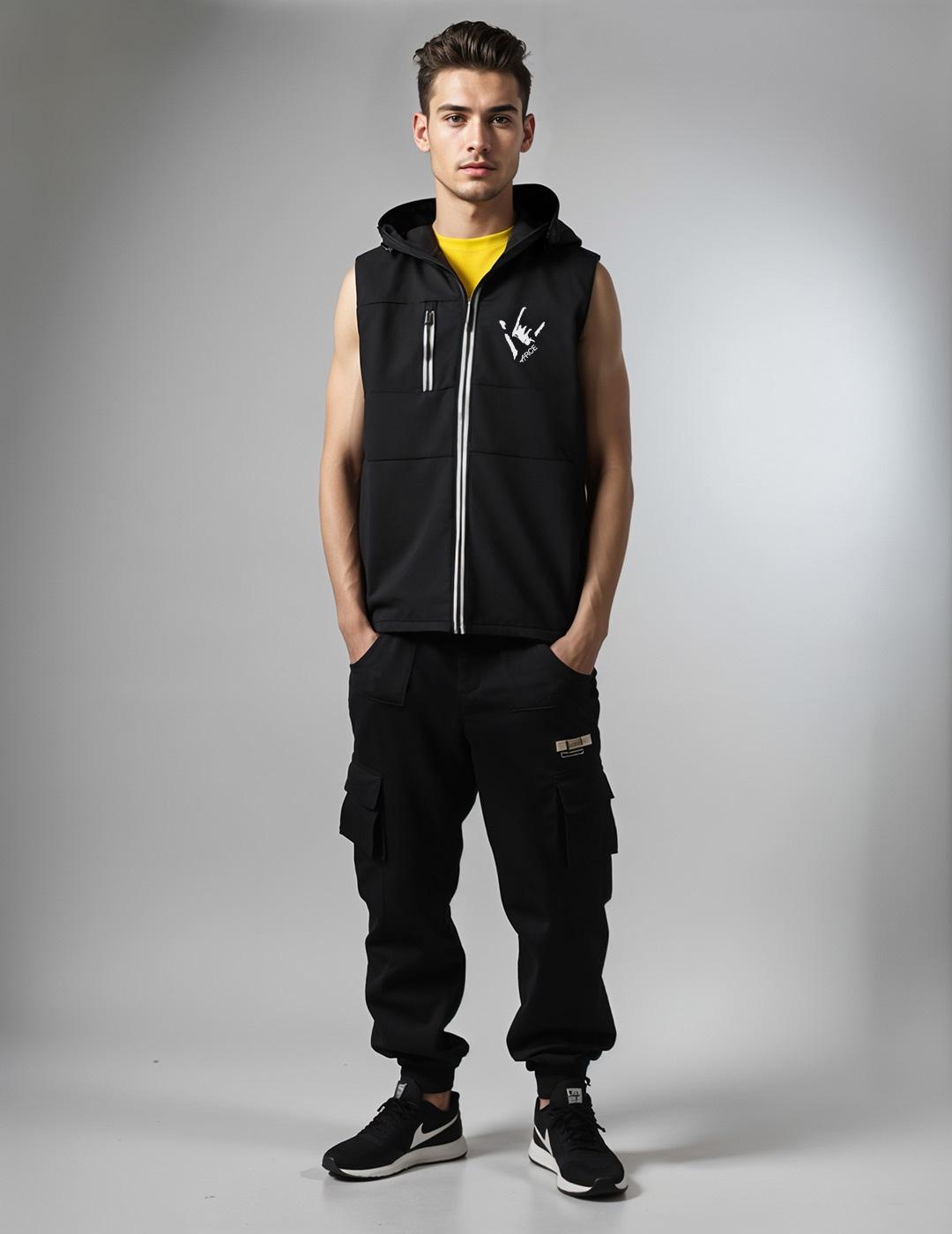 Chaleco negro con capucha unisex Galiza Manda Puta | Arce Perro Viejo