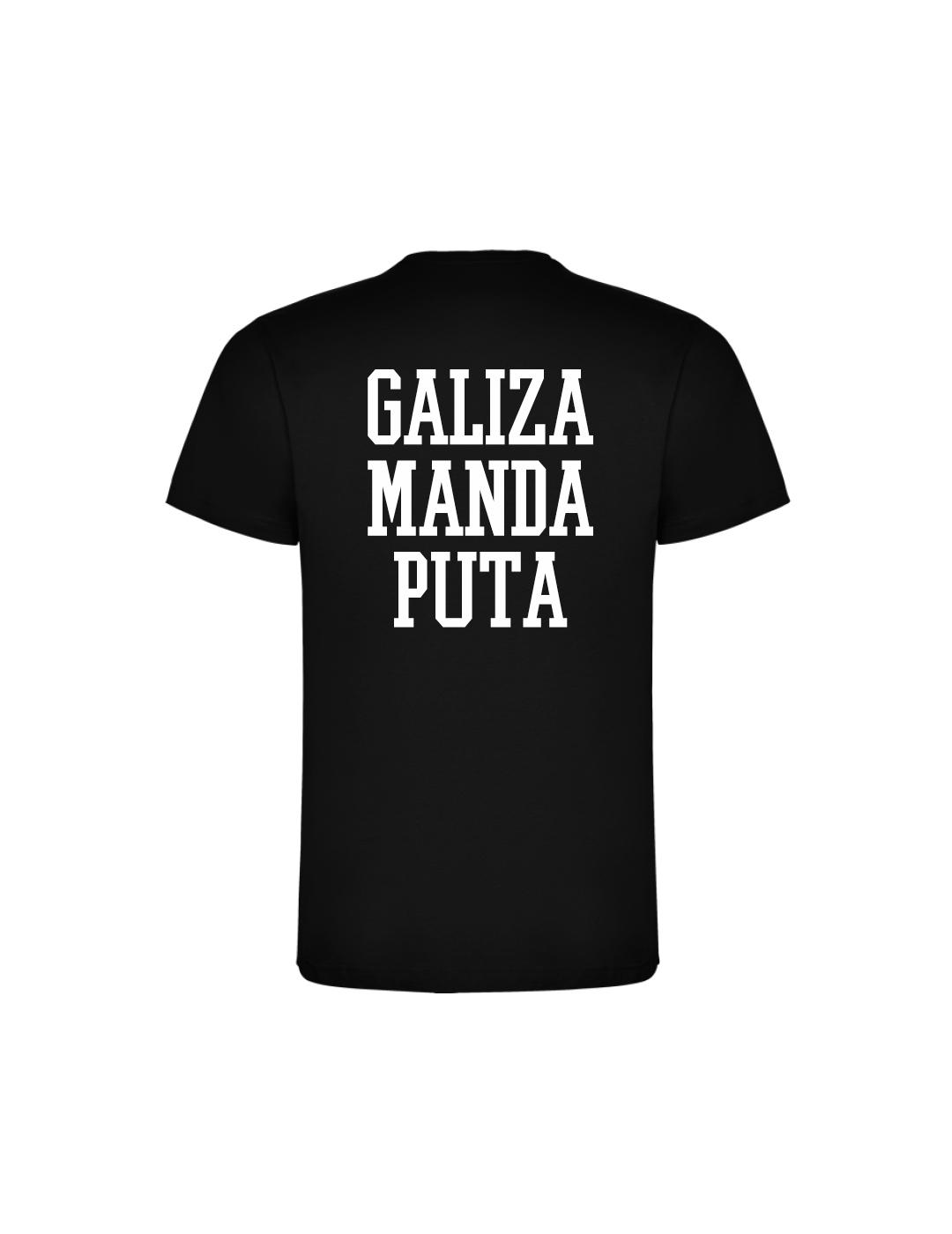 Camiseta negra unisex Galiza Manda Puta | Arce Perro Viejo