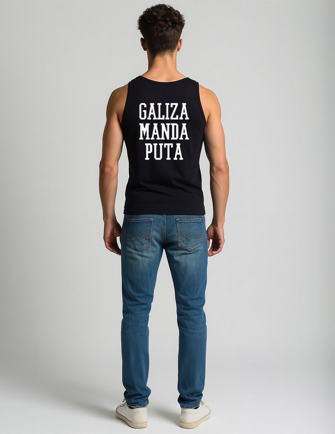 Camiseta negra de tirantes Galiza Manda | Arce Perro Viejo